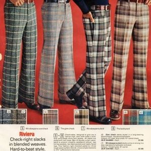 Vintage 70s MANN Slim Brown Plaid Pants